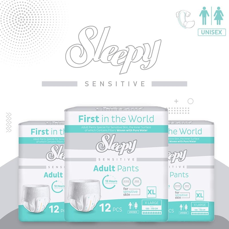 Sleepy Sensitive Adult Pants - X Large (130-170 CM) - 36 Count - Unisex Pull-Up Diapers for Sensitive Skin - Image 2
